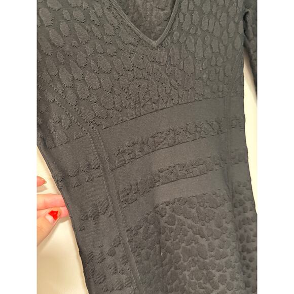 NEW! Good American S Low Down Bodycon BANDAGAE Midi Dress Long Sleeve Black Sz 1 - Picture 5 of 9